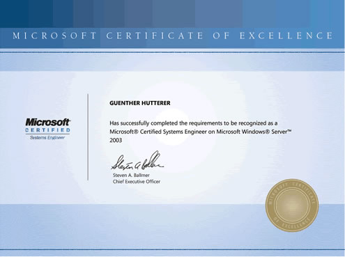 ZertifikatMCSE Windows Server2003